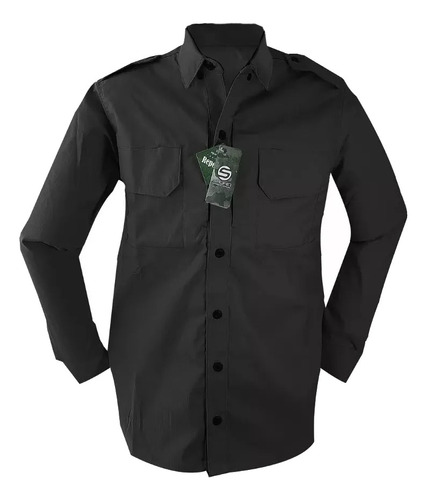 Camisa Comando Sauhin Army Manga Larga Bolsa Oculta Negra