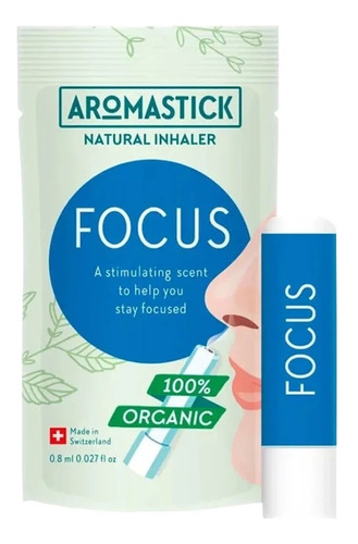Inalador Nasal Natural Para Foco Aromastick 100% Orgânico Cor Branco/Azul