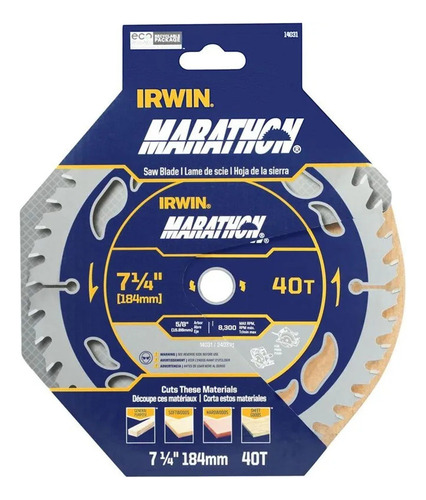 Disco Serra Circular Marathon 7.1/4 184mm 40 Dentes Irwin