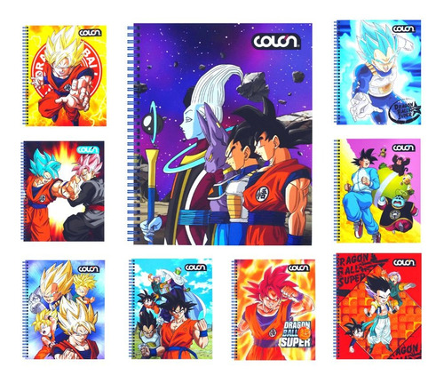 Cuaderno Universitario Dragon Ball 100h 7mm Pack 5 Uni. Col