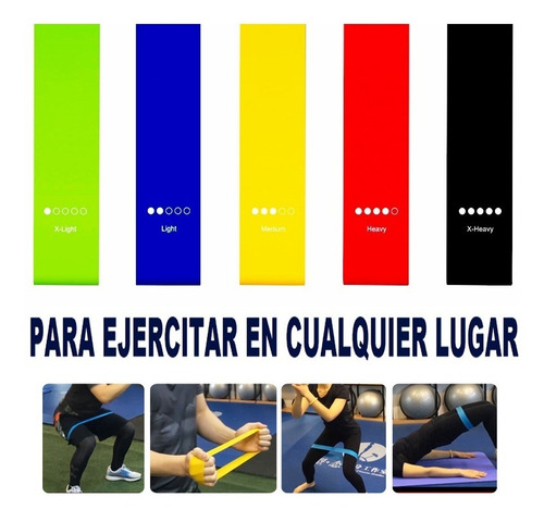 Imagen 4 de 9 de Bandas De Resistencia 5 Pzas Crossfit Fitness Ejercicios Kit