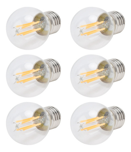 ` 6 Bombillas Led Regulables G45 E27 4w Filamento