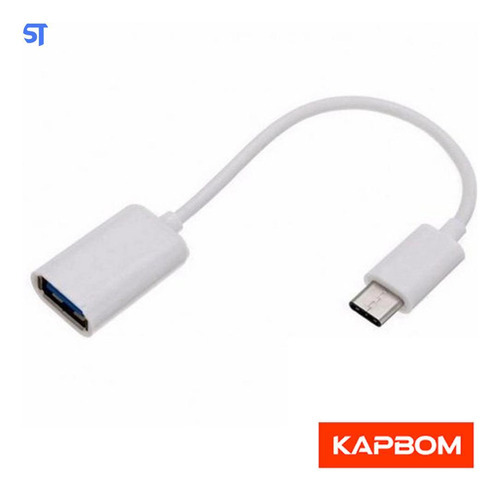Cabo Otg Kapbom Usb Para Tipo C Branco - Ka-30-ty Branco