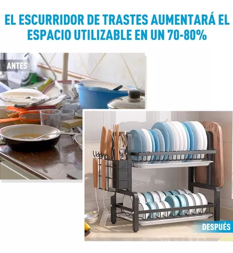 Escurridor Trastes Grande Acero-carbono Organizador Cocina