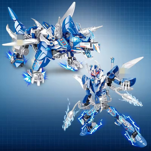 Dinosaurio Rex Transformable Jurassic Park 2en 1 Kit Armable Triceratops Azul