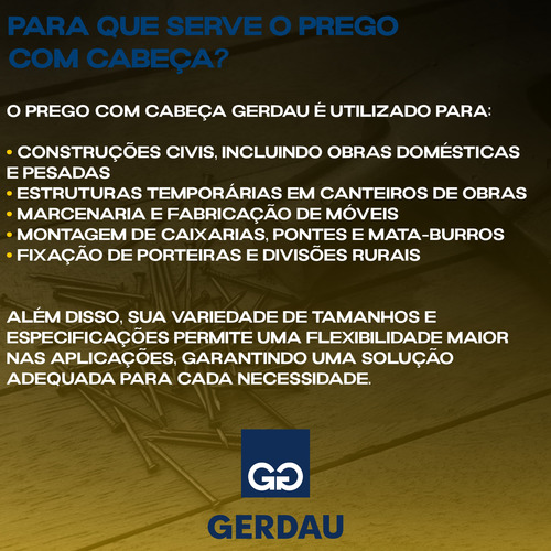 Prego Com Cabeça Polido 20x30 Pacote 1kg Gerdau