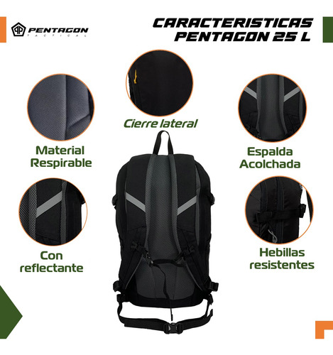 Mochila Trekking Outdoor Pentagon 25 Lt Impermeable