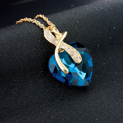 Conjunto Feminino Colar E Brincos Coração Banhado A Ouro