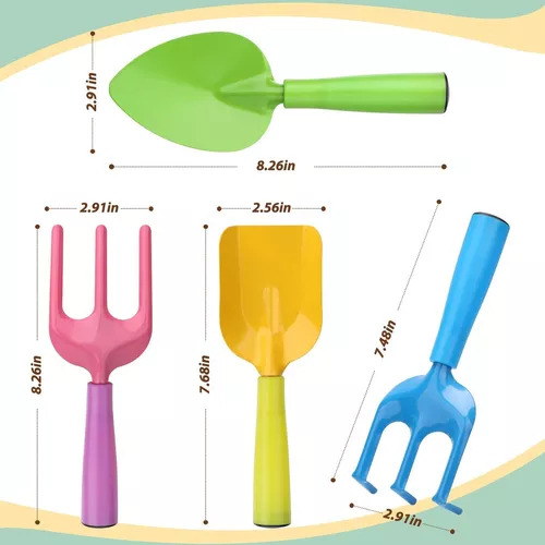 Set Herramientas Jardineria Kit Niños Pala Rastrillo Colores