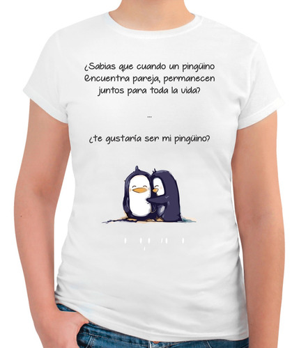 Playera Corte Para Dama Pingüinos - Parejas Amor
