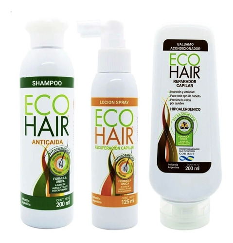 Imagen 1 de 7 de Eco Hair Anticaida Combo Locion + Shampoo + Acondicionador 