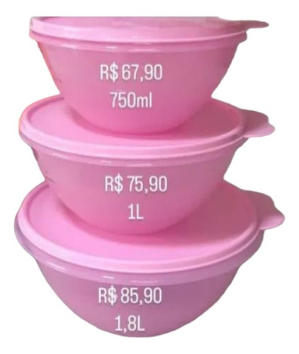 Tupperware Kit 3 Tigelas Maravilhosa Cores Sortidas 