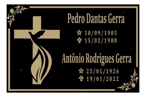 Placa Lápide De Granito Para Falecido Tamanho 20x30cm Tumulo Lapide