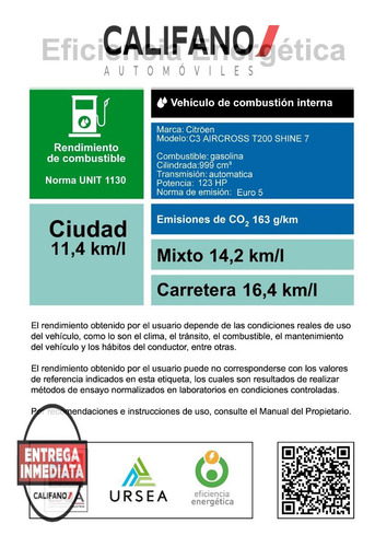 Citroën C3 Aircross SHINE 1.0 AT 7 PASAJEROS