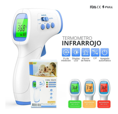 Imagen 2 de 10 de Termómetro Infrarrojo Digital Frente Y Cuerpo Pack 20 Pzas