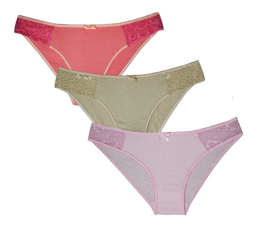 Bikini De Algodon Mujer Paquete De 3 Piezas Colores Suave
