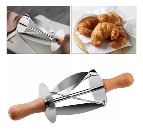 Cortador De Pão De Aço Inoxidável De 3 Croissants E Massa