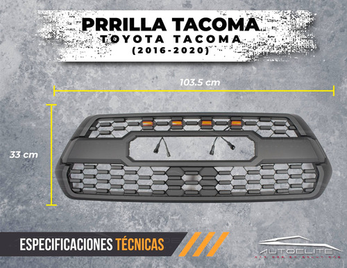 Imagen 7 de 9 de Parrilla Toyota Tacoma 2016 2017 Con Luz Led Emblema Plata
