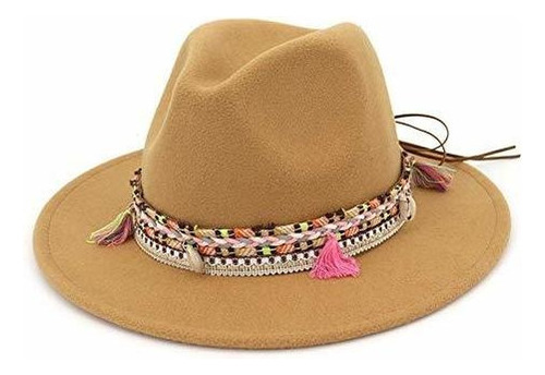 Sombrero Fedora De Fieltro Para Mujer Talla Única Beige