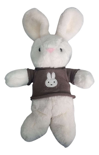 Coelho De Pelúcia Branco Com Blusa De Lã 30cm