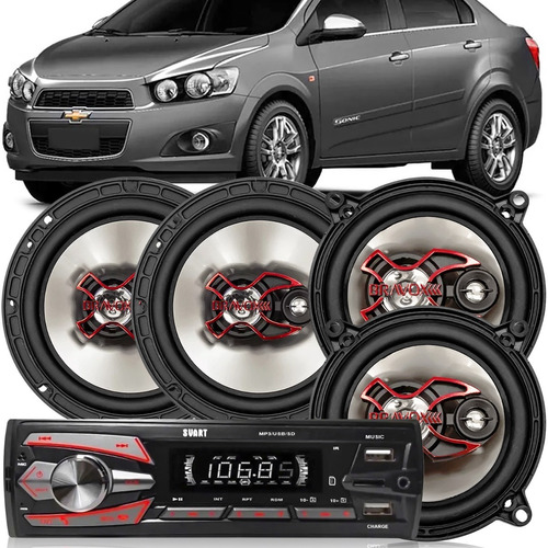 Kit Auto Falante Bravox Sonic 2012 A 14 Radio Bluetooth Mp3