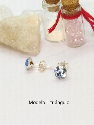 Aros Plata Punto De Luz Cristal Swarovski ® Índigo/triangulo