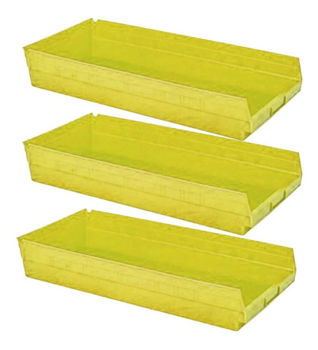 Contenedor Plástico Pequeño, Mxdtr-003, 3pzs 28.5x60x10cm Color Amarillo