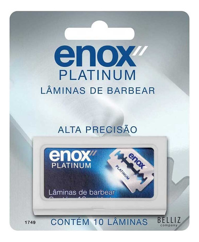 Lâminas De Barbear 10un Fio Duplo Aço Inox Enox Platinum
