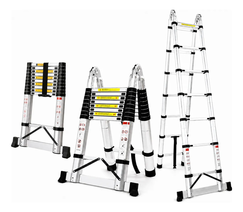 Escada telescopica de aluminio dobravel 5m com 18 degraus