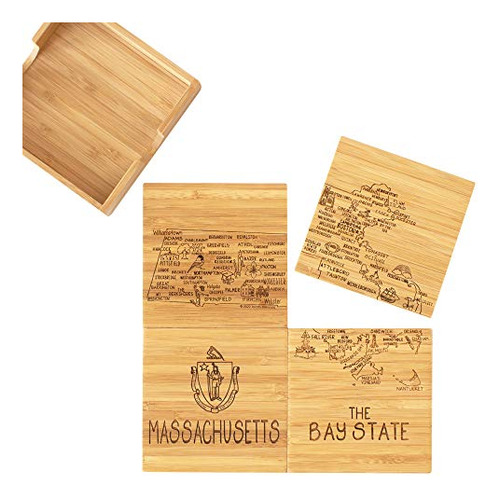 Totally Bamboo Massachusetts State Puzzle Juego De Posavasos