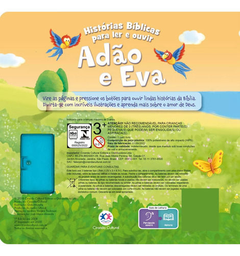 Livro Sonoro Adão E Eva Edição 1 Histórias Bíblicas Para Ler E Ouvir Em Português 2018 Editora Ciranda Cultural