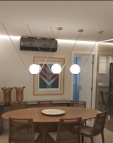 Pendente Cúpula Globo Vidro Leitoso 20cm Cora P/3 E27 Md1398 Estrutura Ouro Fosco