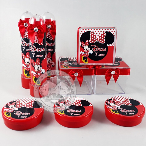 Imagem 1 de 5 de Kit Infantil Personalizado Minnie Vermelha -todos Ostemas