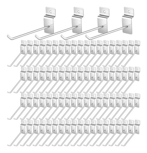 Pack 100 Ganchos Gancheras Panel Ranurado 25 Cm Exhibidor