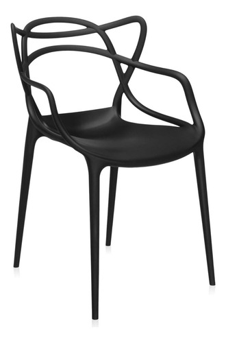 Silla Comedor Master Apilables Alta Resistencia X2 Unidades Estructura de la silla Negro Asiento Plástico Diseño de la tela Polipropileno