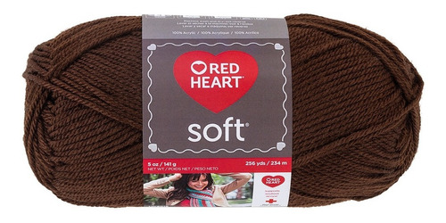 Estambre Acrílico Suave Liso Soft Yarn Red Heart Coats Color Chocolate 9344