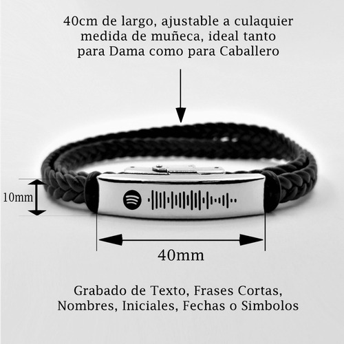 Imagen 3 de 10 de Pulsera Spotify Acero Grabado Láser Personalizado 1157