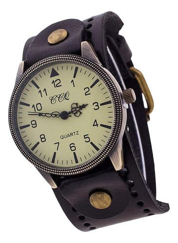 Reloj De Pulsera Antiguo Cuero De Pu Para Hombres Pulsera