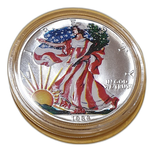 Moneda De 1 Onza De Plata 999 Esmaltada Estados Unidos 1988