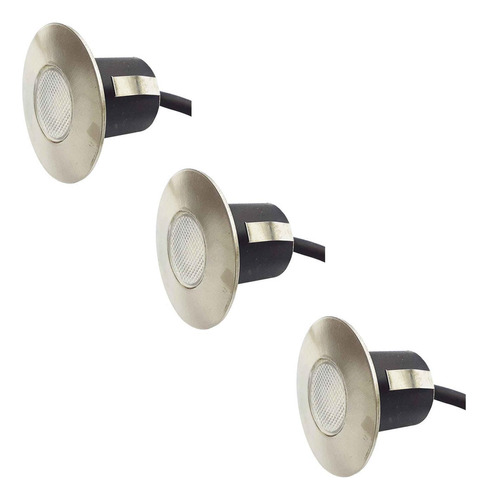 Luminario Led Para Empotrar En Piso 3w Luz Calida 60mm 3pzs