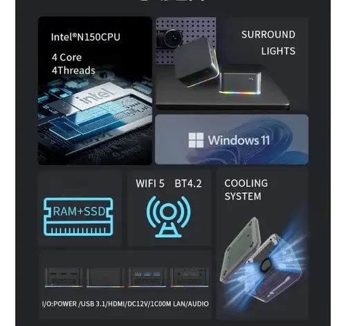 Mini Pc Intel T9 Plus N150 3.6ghz Nvme 512gb 16gb Ddr5 Win11