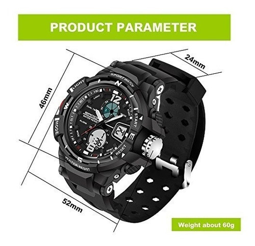 Imagen 2 de 4 de Reloj Dayllon Est. Militar Dual Time 30 Mtrs Original Nuevo