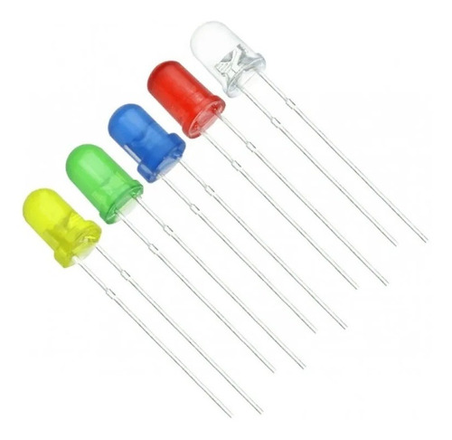 Kit 100 Leds Difuso 3mm(amarelo,verde,azul,vermelho,branco)