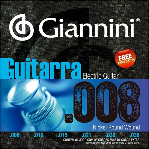 Encordoamento Para Guitarra Giannini 08 038 Geegst8