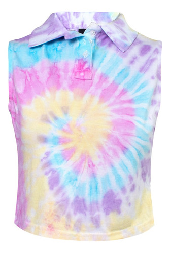 Playera Tipo Polo Dama Tie-dye Sin Mangas