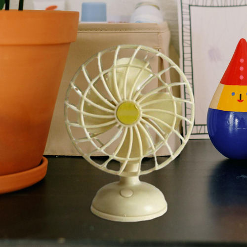 1:12 Casa De Muñecas Ventilador Eléctrico Usb Amarillo