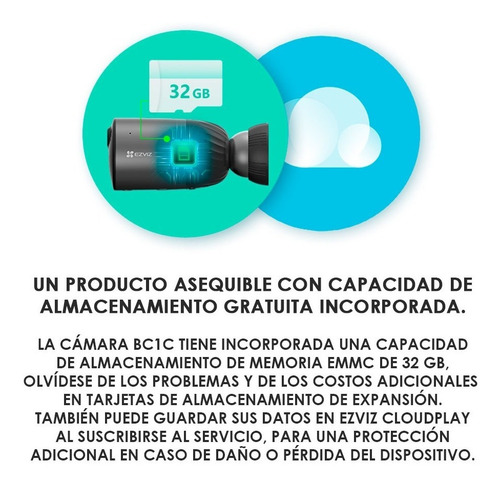 Imagen 4 de 5 de Cámara Ezviz Batería 210 Días Recargable 1080p Color Cs-bc1c