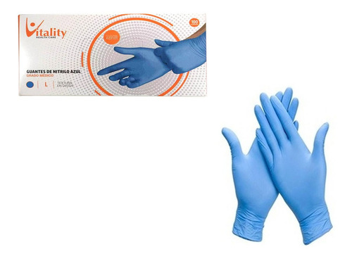 Guantes De Nitrilo Vitality Desechables Sin Latex X 100 Unid