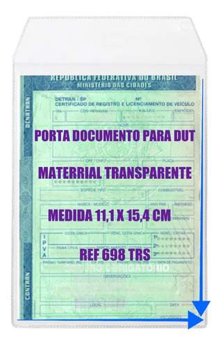 Porta Documento Para Veiculos (dut)    - Kit 10 Unidades