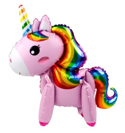 Globo Metalizado 3d Unicornios Rosa 70 Cm Apto Aire Común